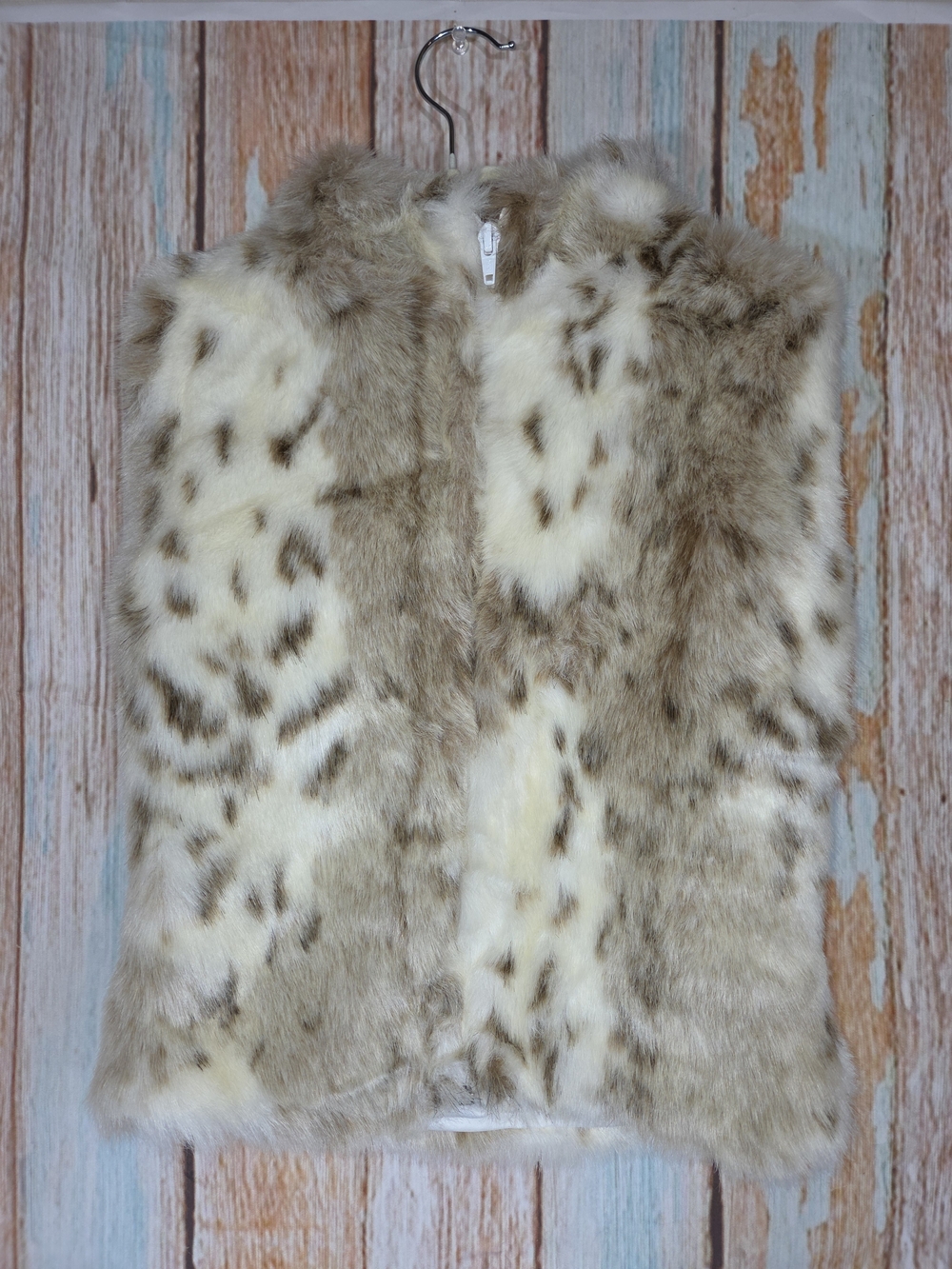 Cyndy Love Aspen Girls Faux Fur Vest in Cream and Tan - Cozy Layer